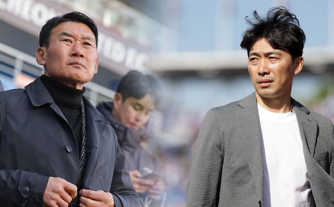 조성환 부산 감독(왼쪽)과 변성환 수원 감독. 사진=프로축구연맹