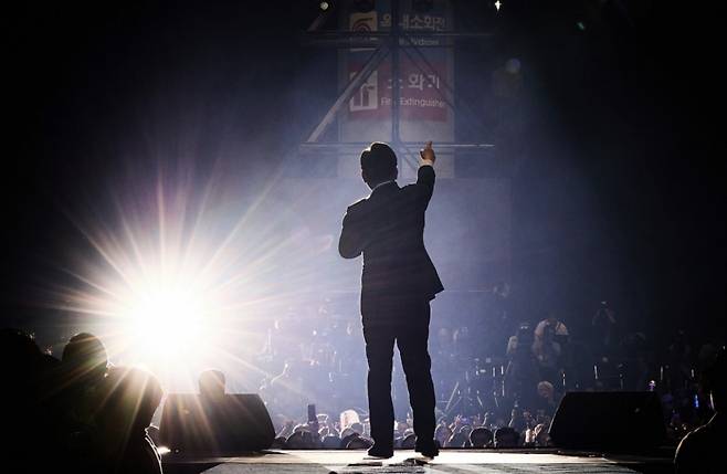 이재명 더불어민주당 대선 후보가 지난달 27일 경기 고양 킨텍스에서 당 후보 수락 연설을 하는 모습. / 사진제공=이재명 후보 인스타그램.