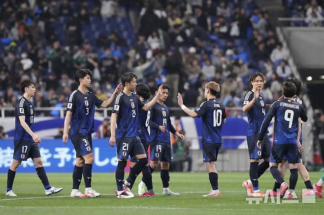 [사이타마=AP/뉴시스] 일본 남자 축구 대표팀. 2025.03.25.