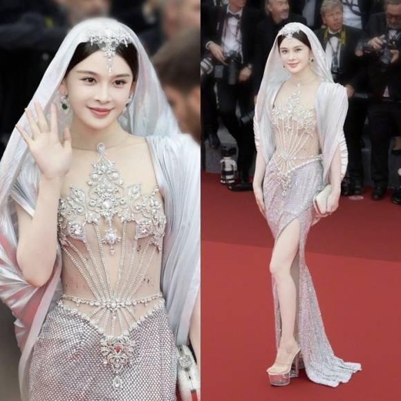 시스루 드레스를 입은 중국 배우 자오잉쯔(조앵자·35)가 제78회 칸 국제영화제 레드카펫에서 퇴장 조치를 당했다. 자오잉쯔 SNS