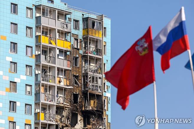 러시아 모스크바 드론 공격 [타스 연합뉴스. 재판매 및 DB 금지]