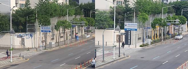 안양시가 호계3동 경수대로 일대 보행로에 특색 있는 조형물을 설치해 도시 미관과 보행 안전을 개선했다. 사진=안양시