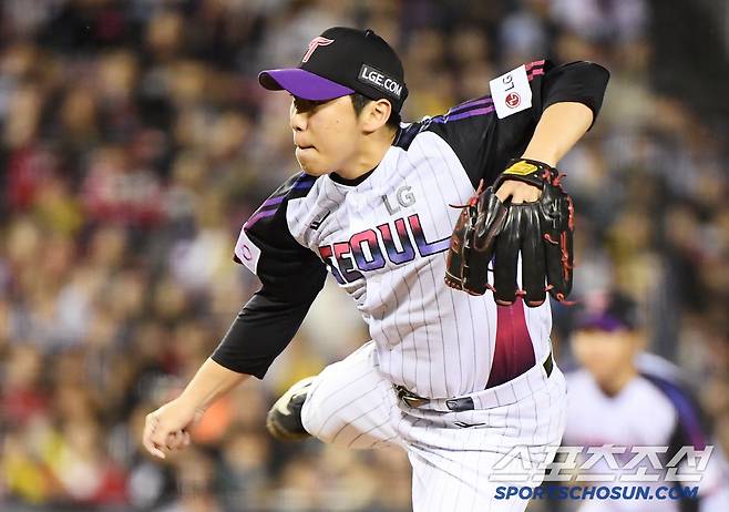 2일 서울 잠실구장에서 열린 SSG-LG전. 6회초 무사 1, 2루에 등판해 무실점으로 막은 박명근. 잠실=정재근 기자 cjg@sportschosun.com/2025.5.2/
