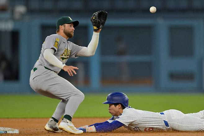 김혜성이 2회말 2루 도루에 성공하고 있다. Imagn Images연합뉴스
