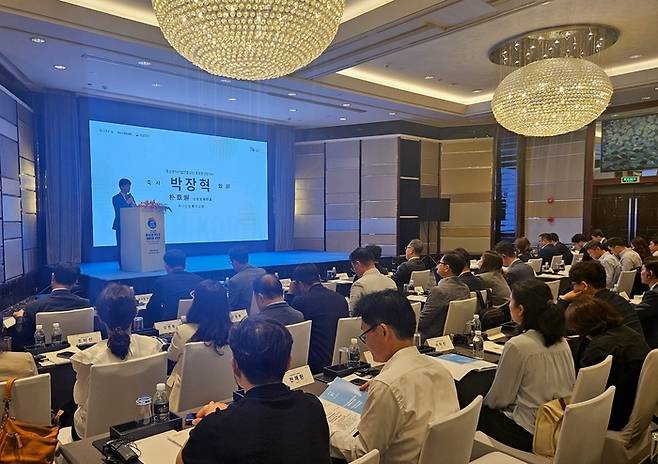 박장혁 중소벤처기업진흥공단 글로벌성장이사가 16일 중국 상하이서 열린 K-Lifestyle Week에서 축사하고 있다.(사진=중소벤처기업진흥공단)