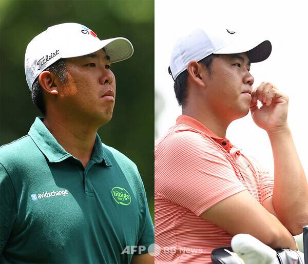 미국프로골프(PGA) 투어 2025시즌 두 번째 메이저 대회 PGA챔피언십에 출전하는 안병훈, 김주형 프로가 경기하는 모습이다. 사진제공=ⓒAFPBBNews = News1