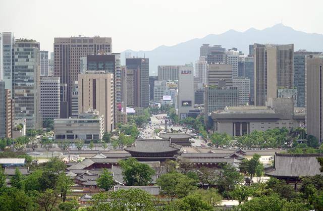 서울 종로 청와대에서 바라본 세종로의 풍경. 안창모 제공