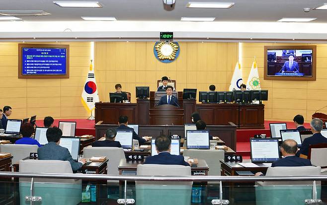 [광양=뉴시스] 16일 전남 광양시의회에서 2차 본회의가 열리고 있다. (사진=광양시의회 제공) 2025.05.16. photo@newsis.com *재판매 및 DB 금지