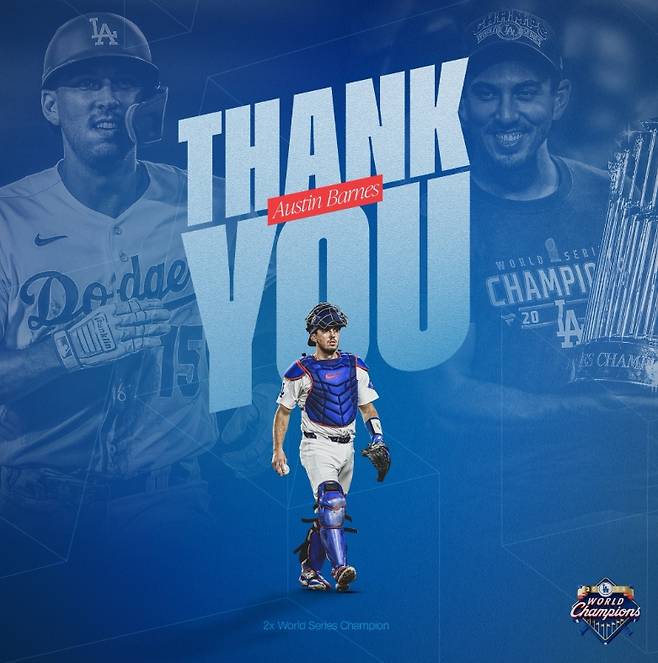 ▲ LA다저스가 오스틴 반스와 결별을 발표했다. ⓒLA다저스 SNS