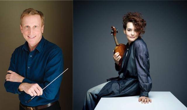 2025 서울시향 '드뷔시와 라벨' 지휘자 휴 울프(왼쪽, ⓒCaroline Talbot)와 바이올리니스트 알레나 바예바. 서울시향 제공