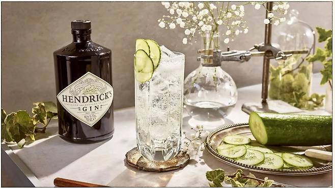 오이를 보드카, 진과 함께 먹으면 술의 풍미가 살아난다. 사진은 오이를 주원료로 하는 핸드릭스 진. 핸드릭스 진 홈페이지