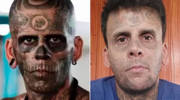 데 소우자가 ‘브라질에서 가장 많은 타투를 가진 남자’로 선정돼 상을 받았던 당시와 지금의 모습. 데 소우자 SNS 캡처