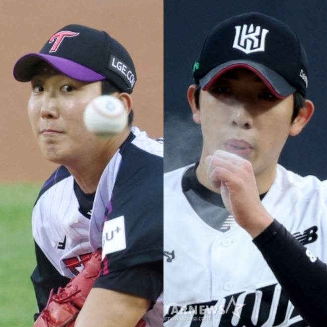 LG 손주영(왼쪽)과 KT 오원석. /사진=김진경 대기자