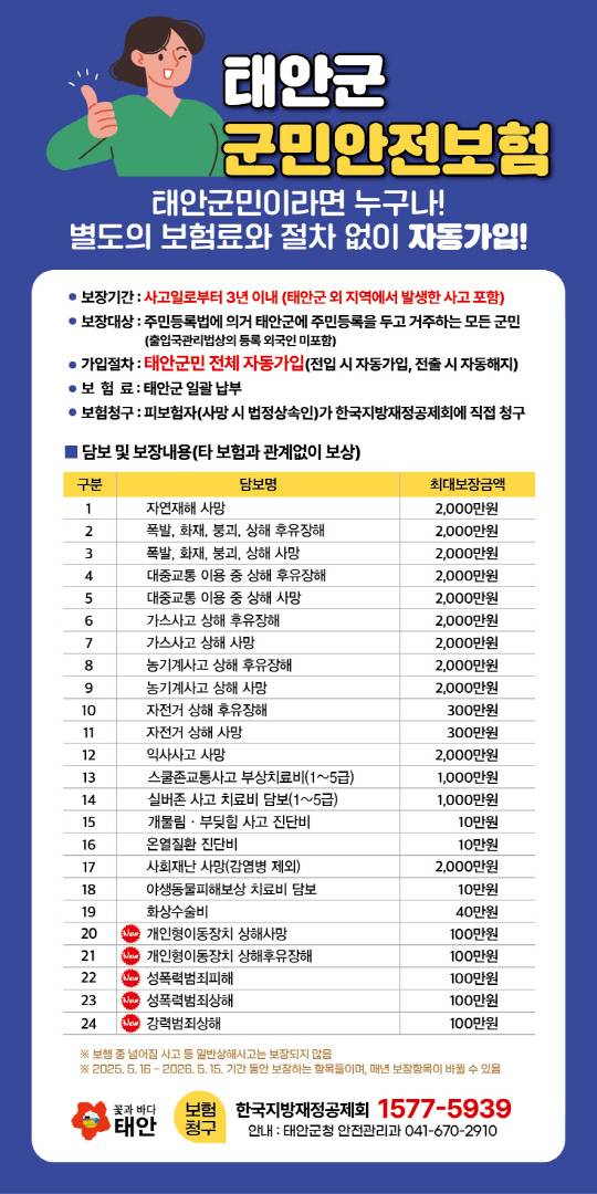 군민안전보험 홍보물.