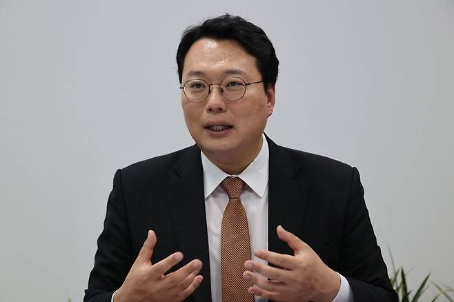 천하람 개혁신당 상임선대위원장이 16일 국회 의원회관에서 파이낸셜뉴스와 인터뷰를 진행하고 있다. 사진=서동일 기자