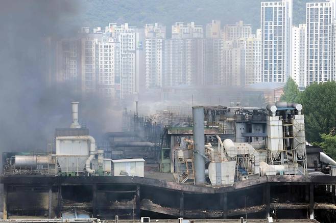 ▲ 금호타이어 광주공장 화재 이틀째 [연합뉴스]