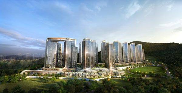 DL이앤씨가 우동1구역 재건축정비사업조합에 제출한 조감도.  국제신문 DB