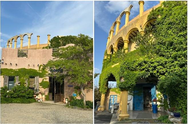 콜로세움을 닮은 외관의 카페포토피아.  /사진= 강예신 기자