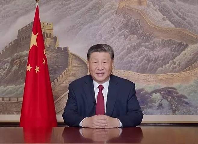 시진핑 중국 국가주석이 지난 1월 신년사를 하고 있다.  신화연합뉴스