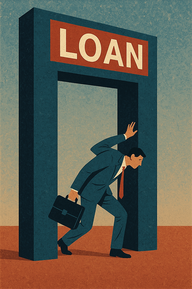 대출받기 힘들어하는 서민들의 모습을 AI가 그린 이미지 <사진=챗GPT·달리3>