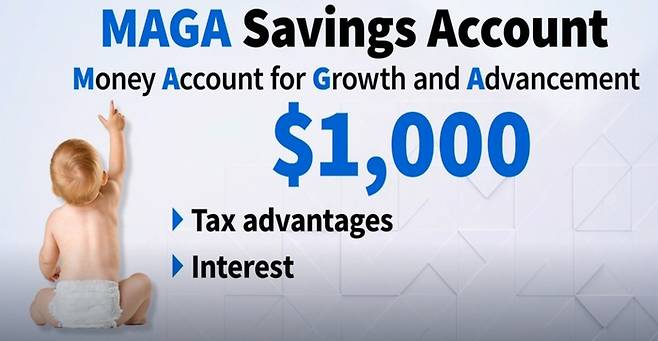 트럼프 행정부와 공화당의 ‘MAGA 신생아 계좌’ 이슈를 소개하는 미 현지 매체 이미지. <캡처=스크립스뉴스>