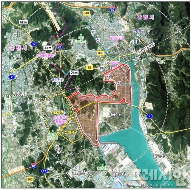 ▲광양만권 미래첨단소재 국가산단 위치도ⓒ여수·순천·광양시 행정협의회