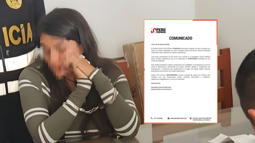 페루 광부학살사건의 주범과 연루된 것으로 알려진 변호사이자 사회활동가 릴리아나 에스테파니 피잔 치라도가 경찰에 붙잡혔다. 오른쪽 문서는 피잔이 소속된 페루제1당이 출당 조처를 한 서류. 출처=인포바에