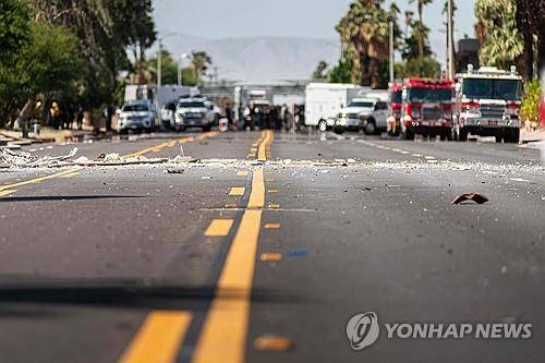 캘리포니아주 난임 클리닉센터 차량 폭발 잔해 [팜스프링 AFP=연합뉴스. 재판매 및 DB 금지]