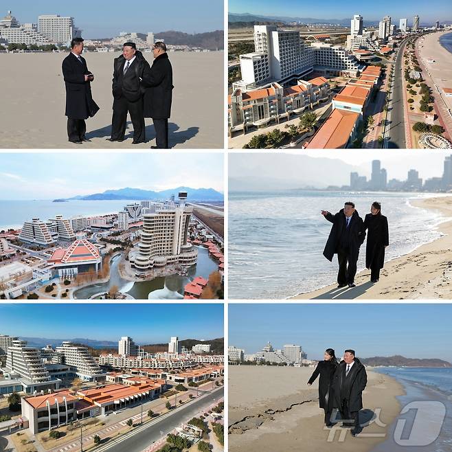 (평양 노동신문=뉴스1) = 김정은 북한 노동당 총비서가 갈마해안관광지구의 준공된 여러 호텔과 봉사망(서비스네트워크)들을 시찰하는 모습. [국내에서만 사용가능. 재배포 금지. DB 금지. For Use Only in the Republic of Korea. Redistribution Prohibited] rodongphoto@news1.kr