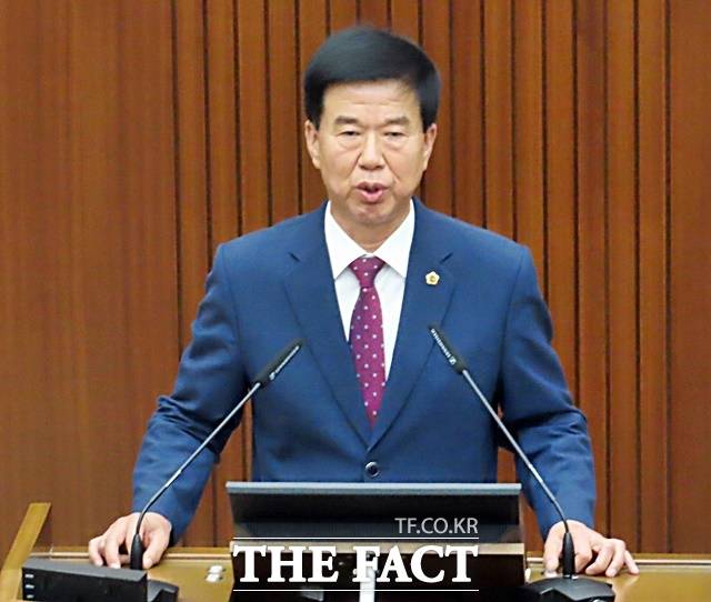 김동빈 의원이 20일 세종시의회 제98회 정례회 제1차 본회의에서 5분 발언을 하고 있다. /김형중 기자