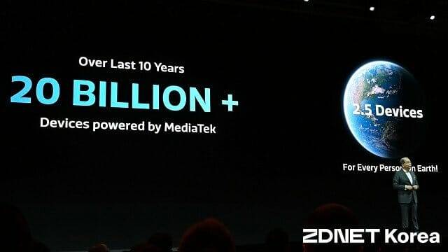 차이리싱 CEO는 ”지난 10년 간 전 세계 200억 개 이상 기기에 미디어텍 칩이 탑재됐다”고 설명했다. (사진=지디넷코리아)