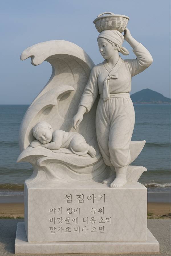 부산 해운대구 송정 바닷가 인근에 조성이 추진하는 ‘섬집 아기’ 시비 조감도. 송정동개발위원회 제공