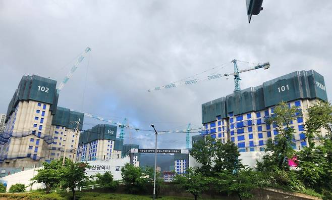 기장군 일광신도시 인근에 건설 중인 일광노르웨이숲 전경/사진=김동기 기자