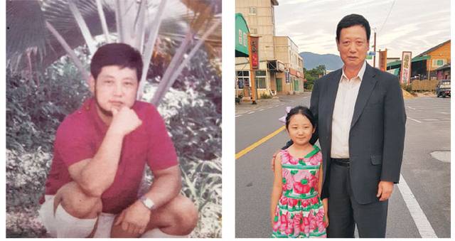 고 이영빈(왼쪽 사진) 형이 젊은 시절 배를 탈 때 모습. 오른쪽은 그가 지난 2019년 외손녀(김리은)와 함께 경주역사탐방을 할 때 찍은 것.