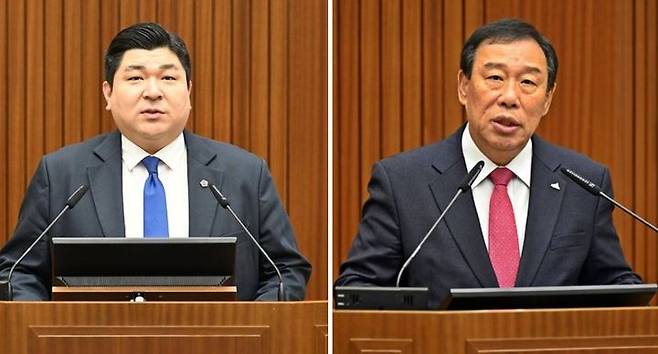 [세종=뉴시스] 송승화 기자 = (왼쪽)김영현 세종시의원과 최민호 세종시장. 2025.5.20. ssong1007@newsis.com *재판매 및 DB 금지