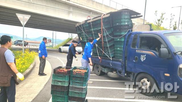 ▲전도 위험 차량 응급대처ⓒ광양소방서