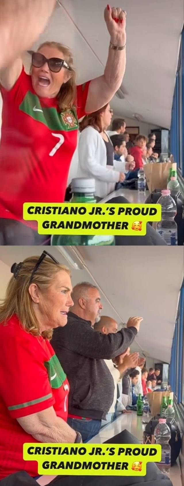 호날두 주니어 득점에 기뻐하는 마리아 돌로레스 아베이로. /사진=433 캡처