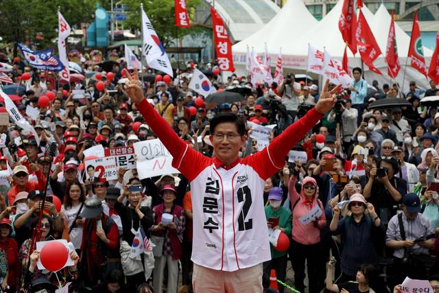 김문수 국민의힘 대선 후보가 선거 유세활동을 하고 있다.