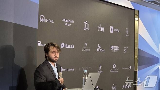 카디 할(Cody Hall) 시놀로지 프로덕트 매니저가 컴퓨텍스 2025 시놀로지 엔터프라이즈 스토리지 신제품 발표 미디어 이벤트에서 발언하고 있다. 2025.5.21/뉴스1 ⓒ News1 김민석 기자