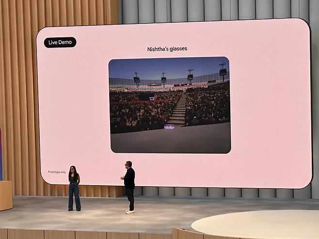 Google demonstrates its XR glasses during Google I/O 2025 on May 20, 2025./Oh Rora