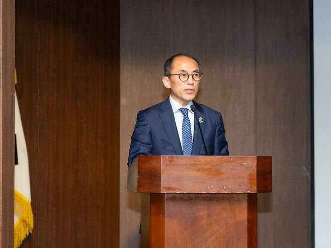 고학수 개인정보보호위원회 위원장이 5월 21일 오후 서울 중구 은행회관에서 개최된 개인정보 정책포럼에서 개회사를 하고 있다.ⓒ개인정보보호위원회