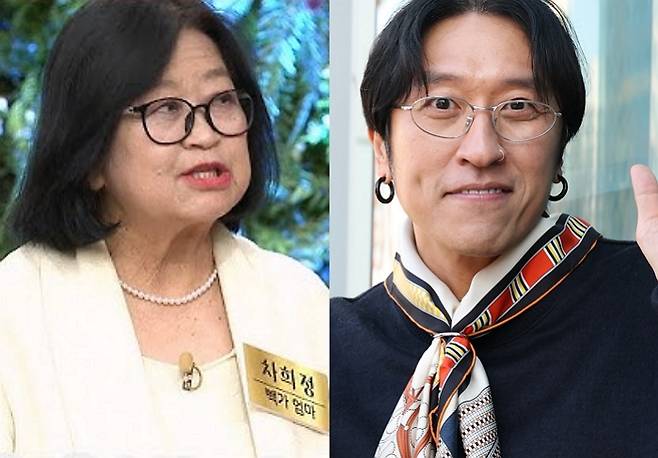 혼성그룹 코요태 빽가의 모친 차희정씨가 별세했다. 사진은 왼쪽부터 차씨와 빽가. /사진=MBN '속풀이쇼 동치미', 머니투데이 DB