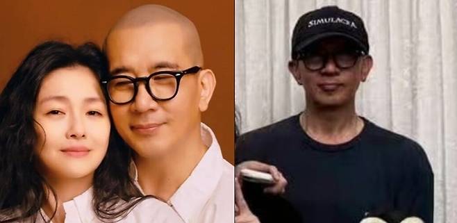 최근 공개된 사진에서 12kg 빠지고 얼굴이 까맣게 탄 구준엽(우). 사진 ㅣ황춘매 SNS