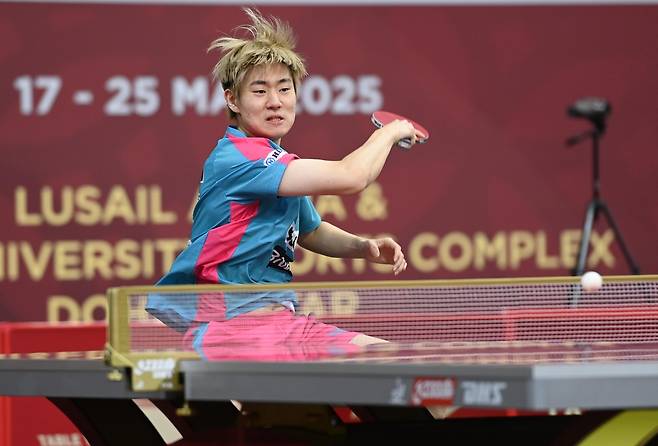 세계탁구선수권 남자단식에 나선 오준성의 경기 장면 [대한탁구협회 제공. 재판매 및 DB 금지]