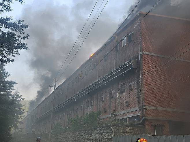 합천 돈사 화재 현장 모습 [경남소방본부 제공. 재판매 및 DB 금지]