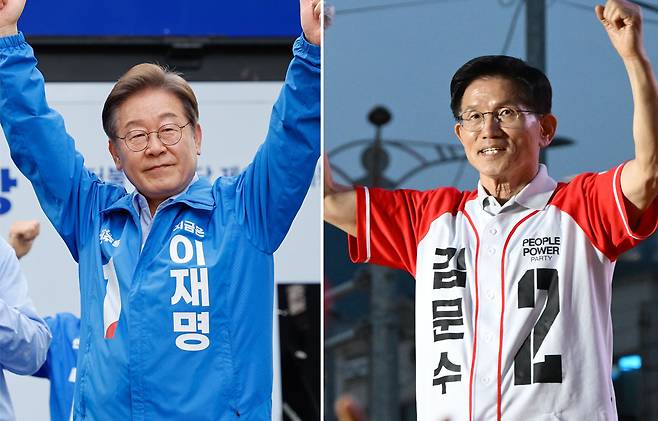 더불어민주당 이재명 후보(왼쪽), 국민의힘 김문수 후보
