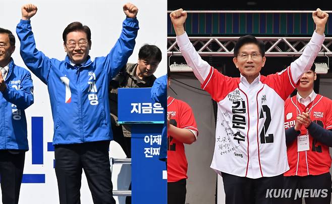 이재명 더불어민주당 대선 후보(왼쪽부터)와 김문수 국민의힘 대선 후보. 곽경근 대기자