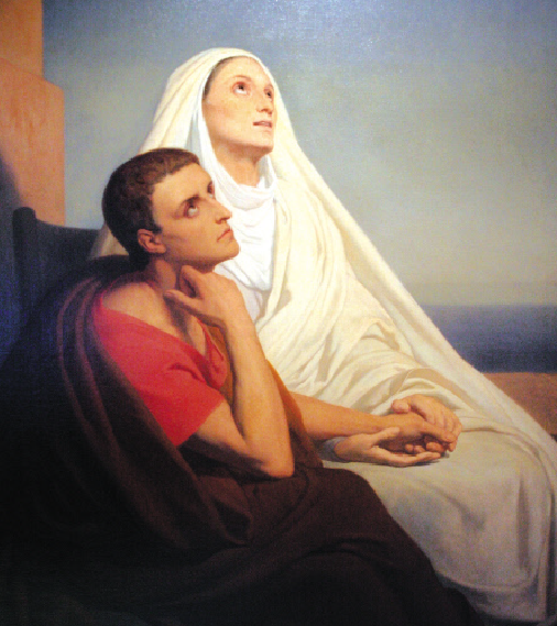 아우구스티누스는 ‘고백록’에 자신의 삶과 신앙에 큰 영향을 끼친 어머니 모니카에 대한 기록을 여럿 남겼습니다. 모니카는 독실한 기독교인으로 회심 이전 방탕한 삶을 살았던 아들을 위해 눈물로 기도했다고 전해집니다. 그림은 네덜란드 화가 아리 쉐퍼가 그린 ‘성 아우구스티누스와 그의 어머니 모니카’. 위키피디아