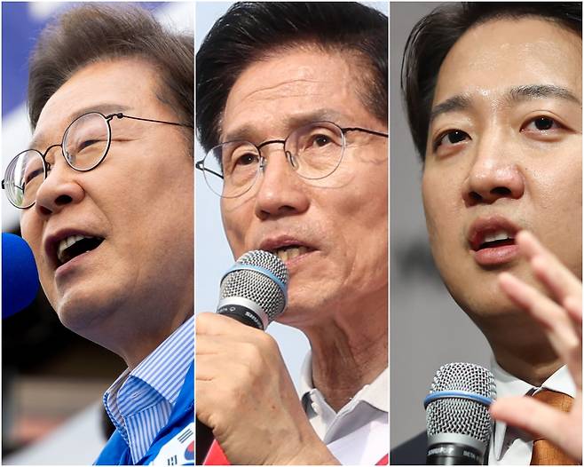 (왼쪽부터) 이재명 더불어민주당 후보, 김문수 국민의힘 후보, 이준석 개혁신당 후보. /남강호·김지호 기자·연합뉴스