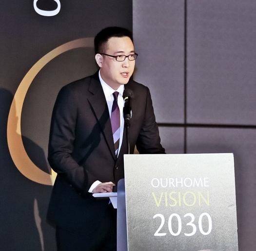 김동선 한화호텔앤드리조트 부사장이 20일 열린 ‘아워홈 비전 2030’ 행사에서 발언하고 있다. 아워홈 제공